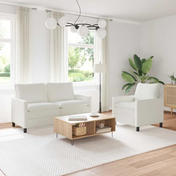 Sofa Sofos komplektas 2 pcs Kreminė Poliesteris