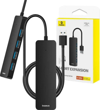 4in1 Hub Baseus UltraJoy Lite USB-A į USB 3.0 1m (juodas)