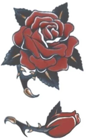 Morris Costumes Rød rose tatovering