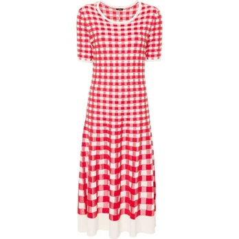Maxi suknelė moterims, Raudona, Dress vichy jacquard