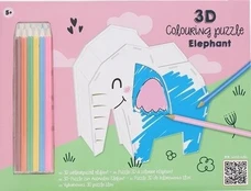 Spalvinimo dėlionė 3d dramblys + 6 kreidelės