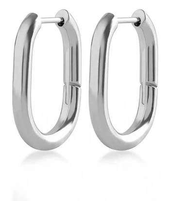Troli Minimalist oval steel earrings