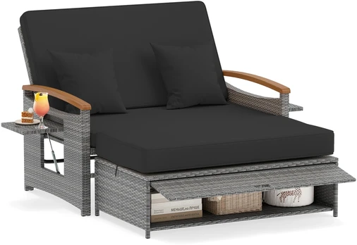 Sodo sofa juoda 2 vnt.