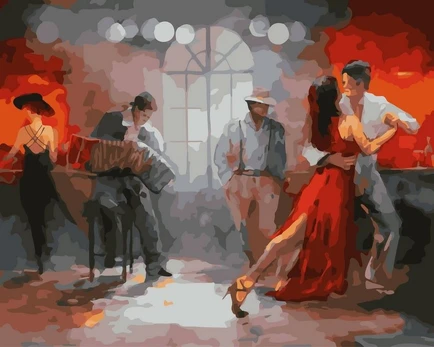 Tapyba Pagal Skaičius: „Romantiškas tango šokis naktį“ 40x50 cm