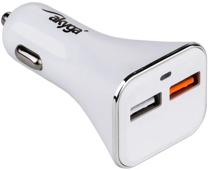 Įkroviklis Akyga, 2 x USB, balta