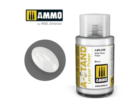AMMO by MIG Jimenez AMMO MIG - A-Stand gruntas Baltas Gloss Primer, 30 ml, 2356