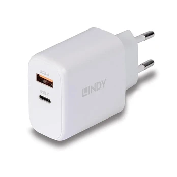 LINDY USB Ladegerät Typ A+C GaN Charger 65W, baltas