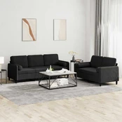 Sofa Sofos komplektas su pagalvėmis, 2 dalių, juodas, aksomas kaina