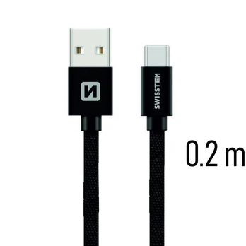 Laidas Swissten, USB Type C/USB, 0.2 m, juoda