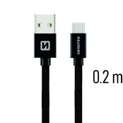 Laidas Swissten, USB Type C/USB, 0.2 m, juoda kaina