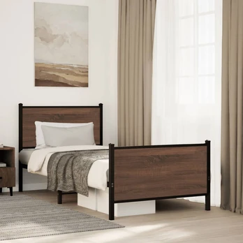 Metalinis lovos rėmas be čiužinio Rudas ąžuolas 75x190 cm
