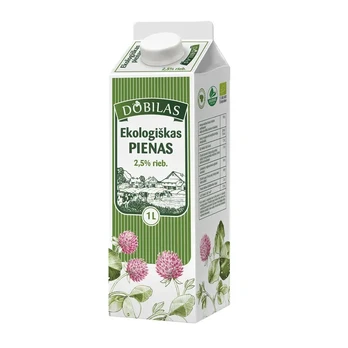 Ekologiškas pienas DOBILAS, 2,5 % rieb., 1 l