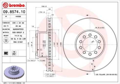 Stabdžių diskas BREMBO 09.8574.10