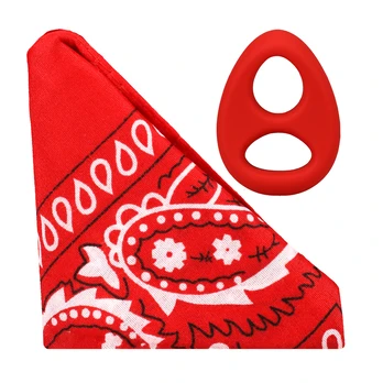 Doc Johnson The Code Silicone Ring & Bandana Set Raudona - Stylish Two-Tone Design