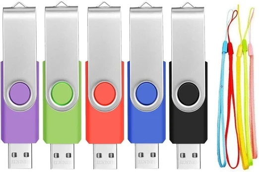 5 vnt. Usb 2.0 atmintinės, 2gb, su besisukančiu dizainu