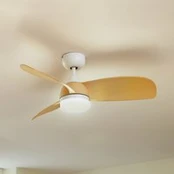 "Lindby" LED lubinis ventiliatorius "Enon", baltos/medžio spalvos,