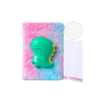 Lean Plush Notebook Lined With Žalias Dinosaur 3D Colorful