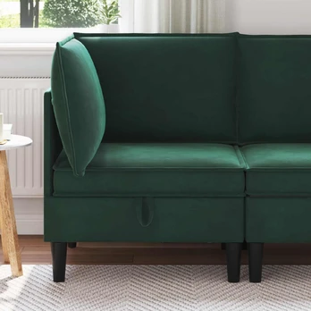 Sofa su saugojimu Tamsiai žalia Aksomas