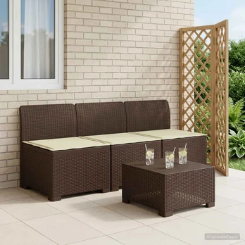 3-vietė sodo sofa su pagalvėlėmis, Rattan išvaizda PP Ruda