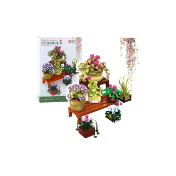 Construction Blocks Flowers in Pots 7 pcs Two Shelves 1446 pcs.