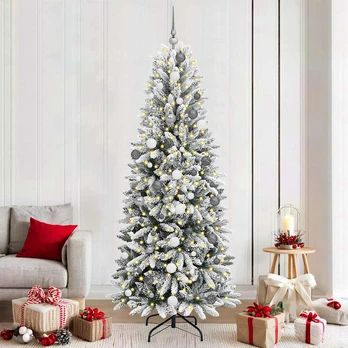 Kalėdų Eglutė with Decorative String Lights Balta 210 cm PVC