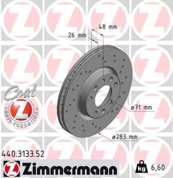 Stabdžių diskas ZIMMERMANN 440.3133.52