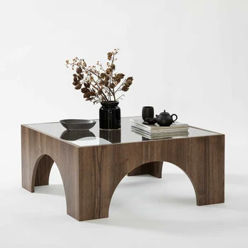 Kavos stalelis Seine - Transparent, Walnut