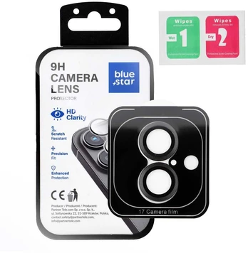 Blue Star Camera Lens Protector Mėlynas STAR Easy Install for IPHONE 17 juodas