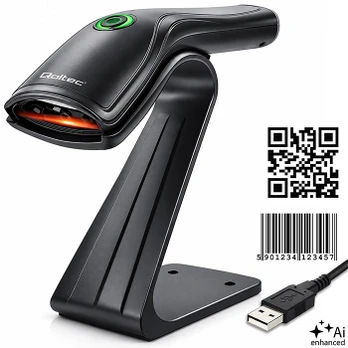 Qoltec Barcode Scanner 1D 2D + Scanner Stand | QR | EAN | USB
