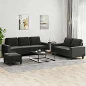 Sofa Sofos komplektas, 3 dalių, juodos spalvos, audinys kaina