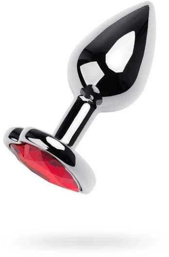 Toyfa Sidabrinis anal plug with pink gem heart-shaped