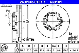 ATE 24.0133-0101.1 Brake Disc