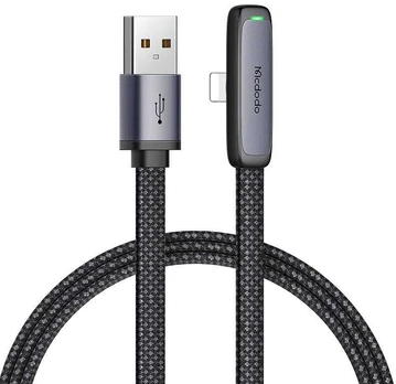 Mcdodo CA-2791 USB ir žaibo kampo kabelis, 1.8 m (juodas)