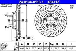 ATE 24.0134-0113.1 Brake Disc
