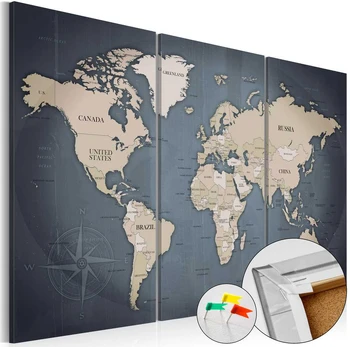 Artgeist Kamštinis paveikslas - Anthracitic World [Cork Map]