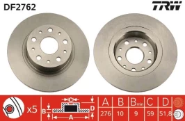 TRW DF2762 Brake Disc kaina
