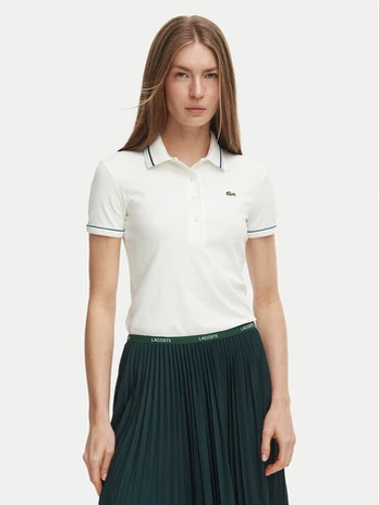 Lacoste Polo marškinėliai DF5284 Kreminė Slim Fit