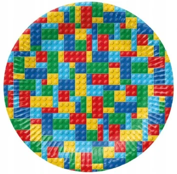 Vienkartinės lėkštės Paw Decor Collection Colorful Bricks, Ø 23 cm, 8 vnt.