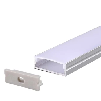 LED paviršinis profilis su dangteliu ir užbaigimais, sidabro sp., 2m