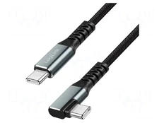 Cable | USB 3.2 Gen 2 | USB C plug,USB C angled plug | 0.5m | black kaina