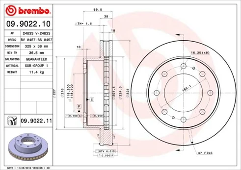 Stabdžių diskas BREMBO 09.9022.11