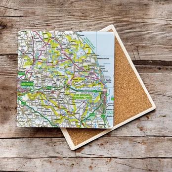 OS Map Ceramic Single Coaster - The Broads