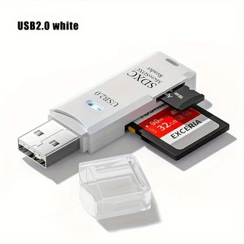 USB SD/TF kortelių skaitytuvas, Baltas