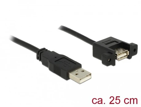 USB kabelis Delock USB-A - USB-A 0,25 m Juodas (85462)