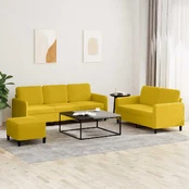 Sofa Sofos komplektas, 3 dalių, geltonos spalvos, aksomas kaina