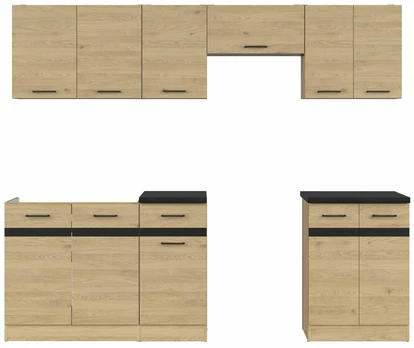 Virtuvės baldų komplektas Junona Line, rudas, 2.4 m