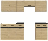 Virtuvės baldų komplektas Junona Line, rudas, 2.4 m kaina