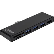 InLine MultiHub, Surface Pro 4/5/6, 3-Port USB 3.2 Typ-A Buchse HDMI 4K, Cardreader, juodas kaina