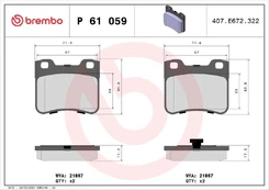 Stabdžių trinkelių rinkinys, diskinis stabdys BREMBO P 61 059 kaina