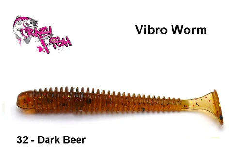 Guminukas Crazy Fish Vibro Worm Dark Beer 10 cm